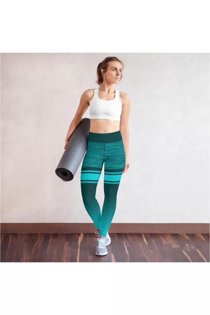 Sea Green Ombre Mid Thigh Yoga Leggings