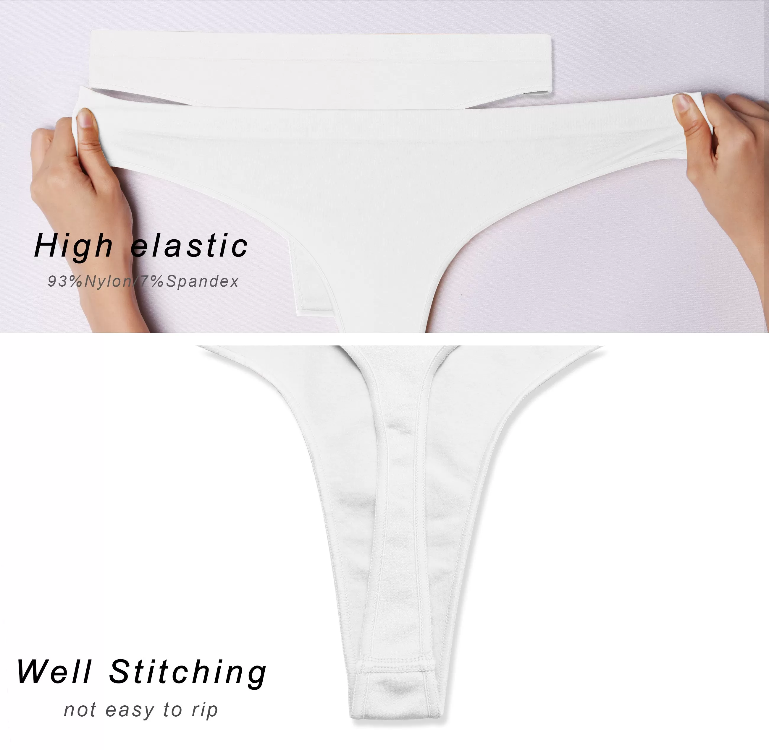 Seamless Sports Thongs Underwear white