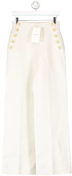 Sezane Cream Marino Trousers  Ecru UK 8