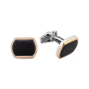 Silver Black Onyx Stone Cufflink