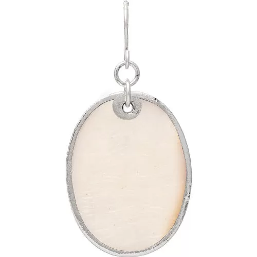 Silver Edge Mother of Pearl Oval Earring