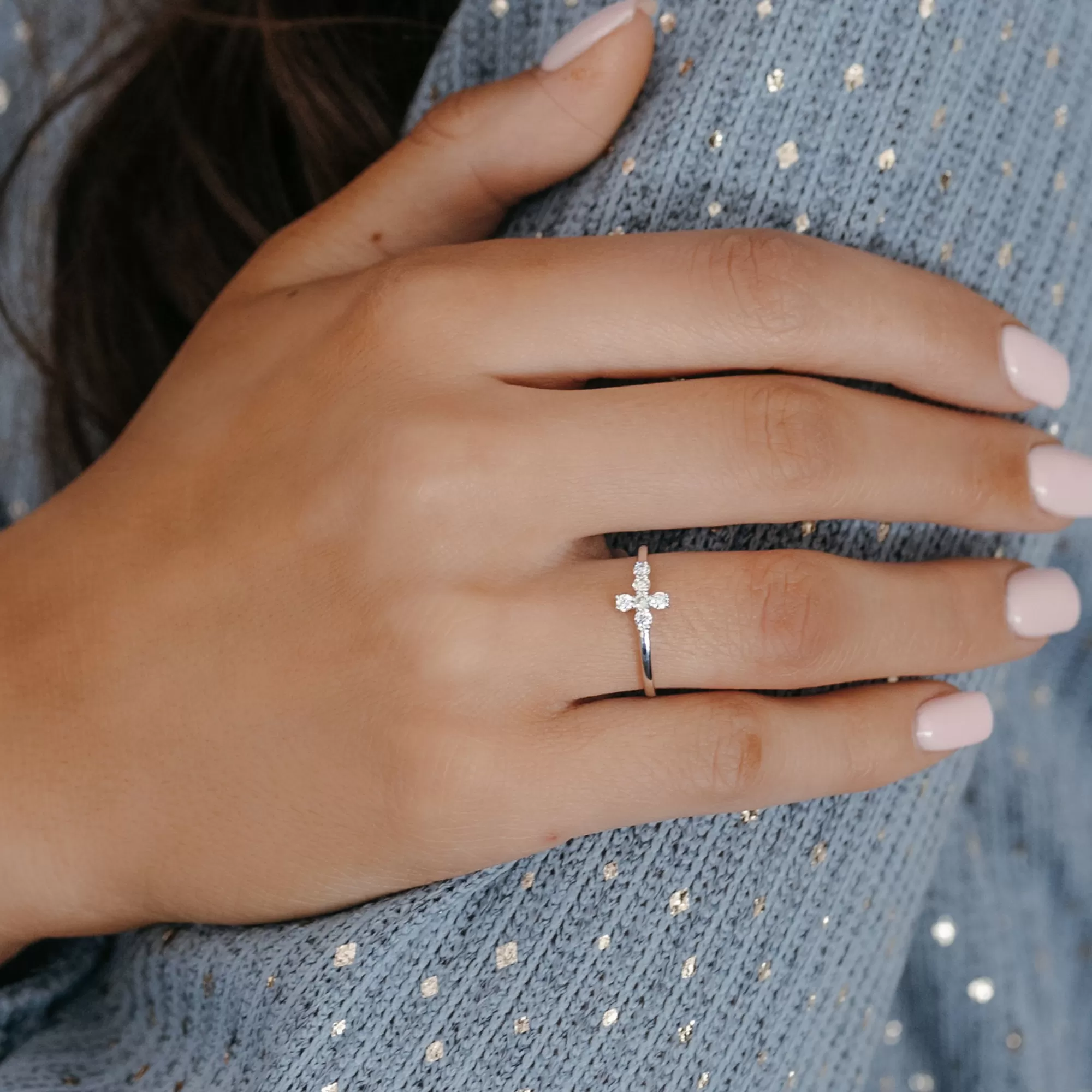 Small Diamond Cross Ring