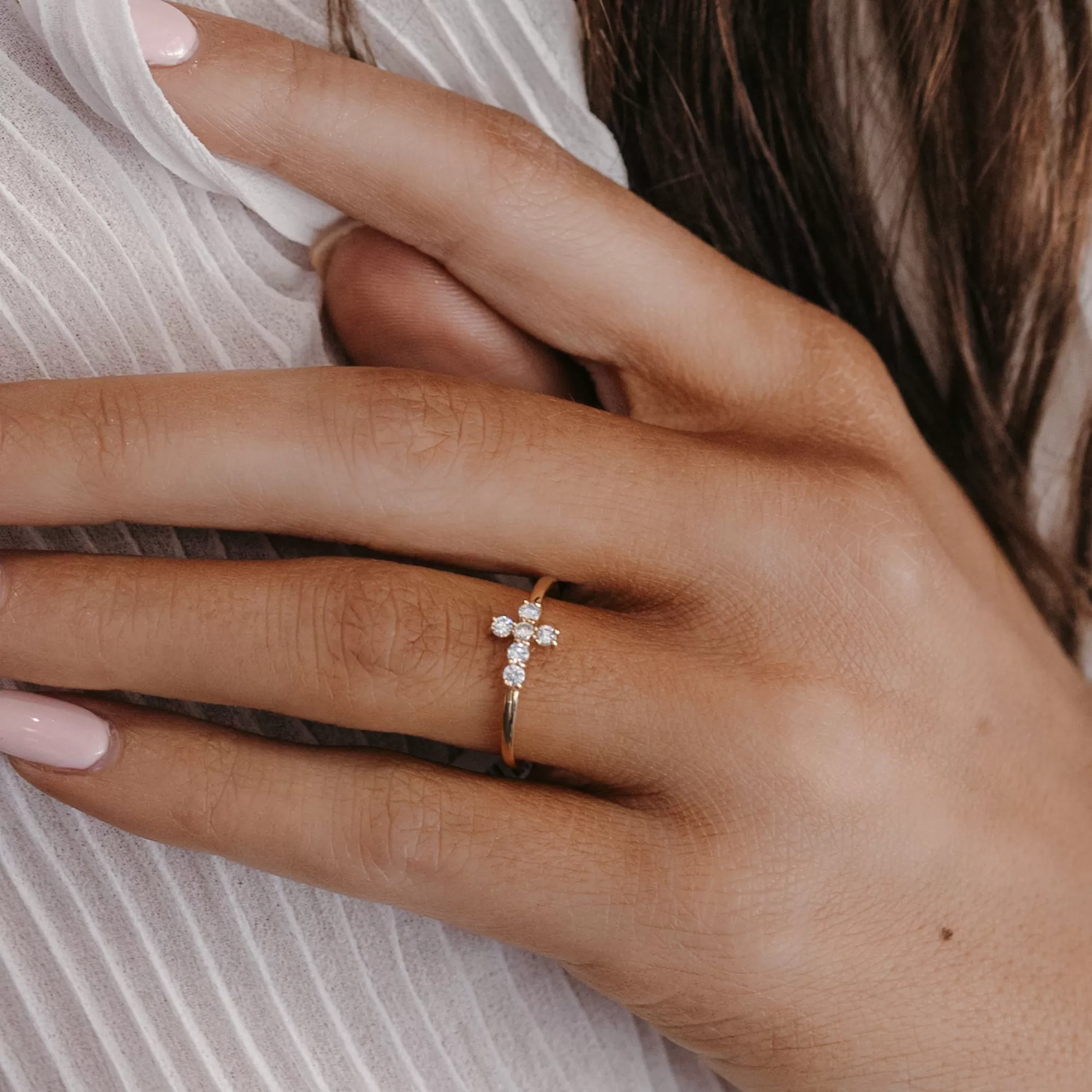 Small Diamond Cross Ring