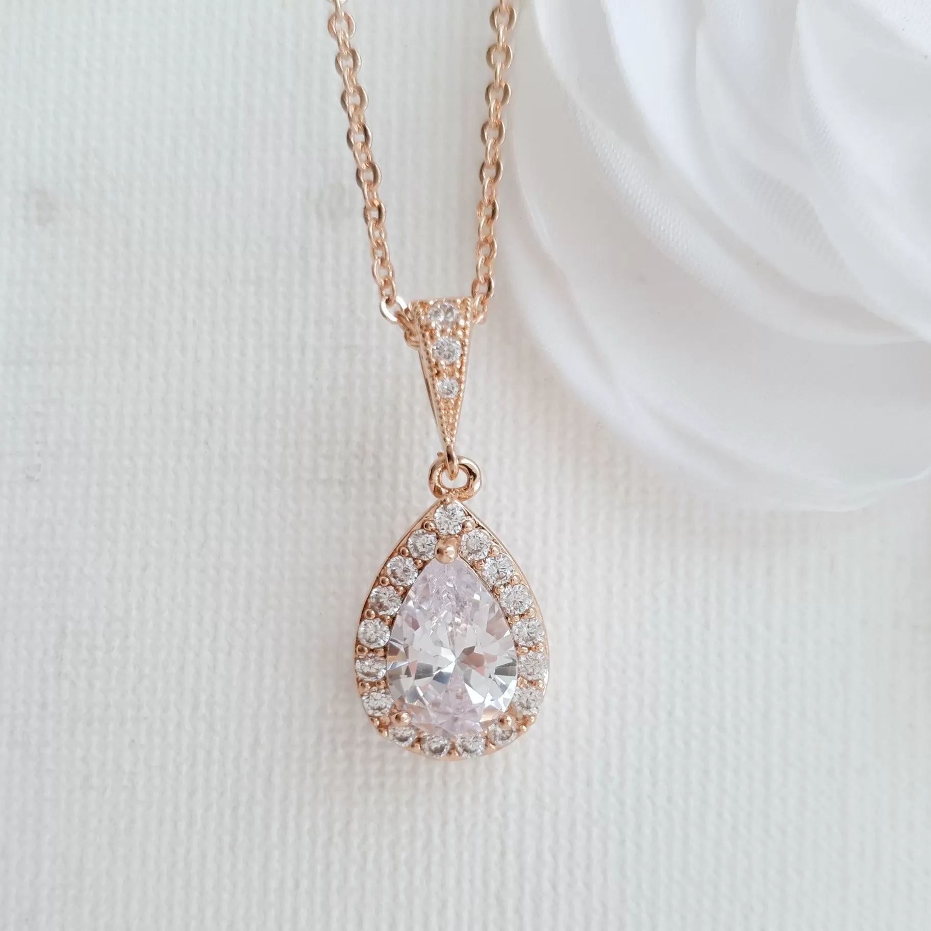 Small Teardrop Gold Pendant Necklace-Emma