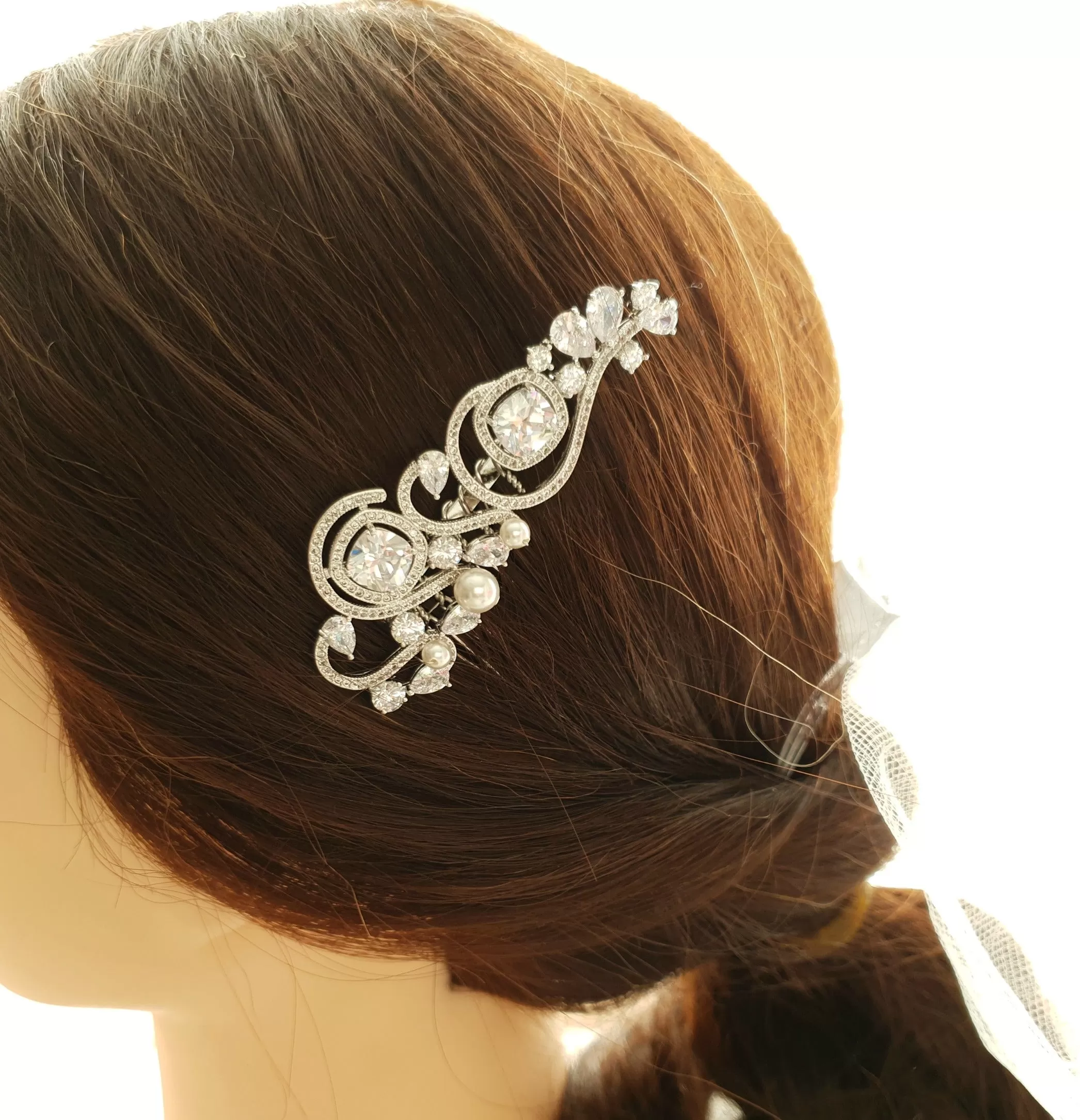 Small Wedding Hair Comb in Rose Gold-Casey