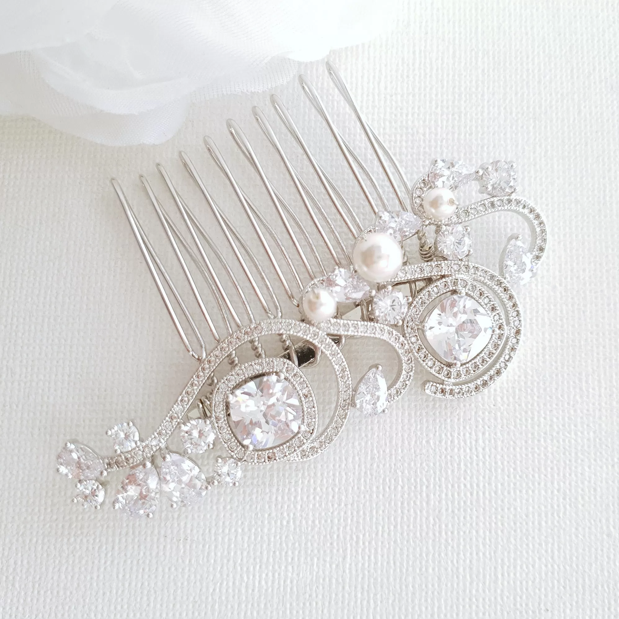 Small Wedding Hair Comb in Rose Gold-Casey