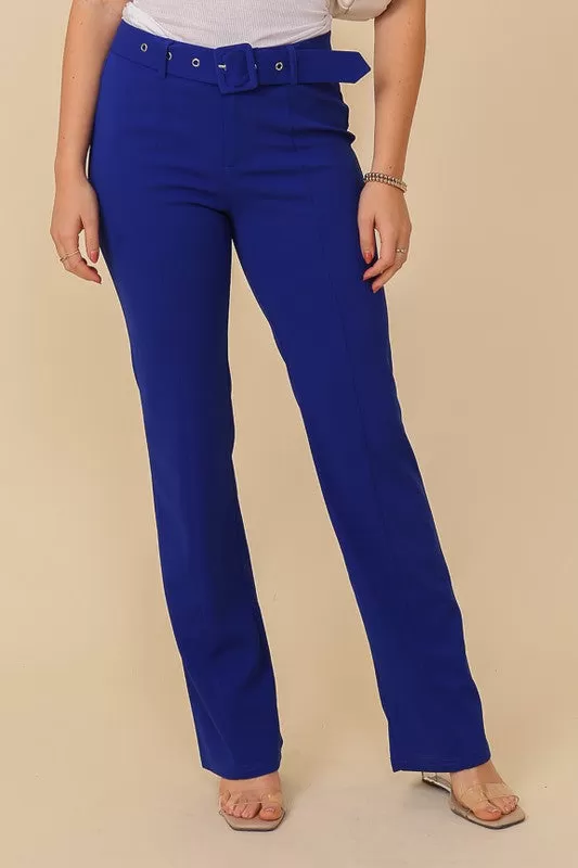 Techno Crepe High-Waisted Slack Pants with Belt