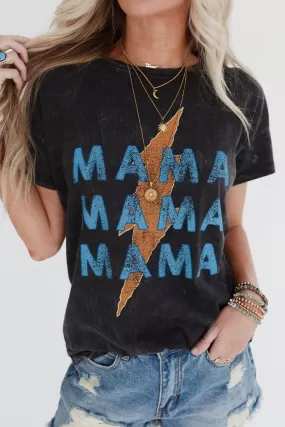 Thunder Mama Vintage Graphic Tee - Charcoal