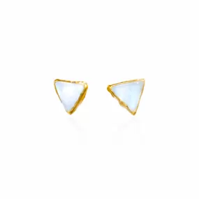 Triangle Moonstone Earrings, Gold Earrings, Moonstone