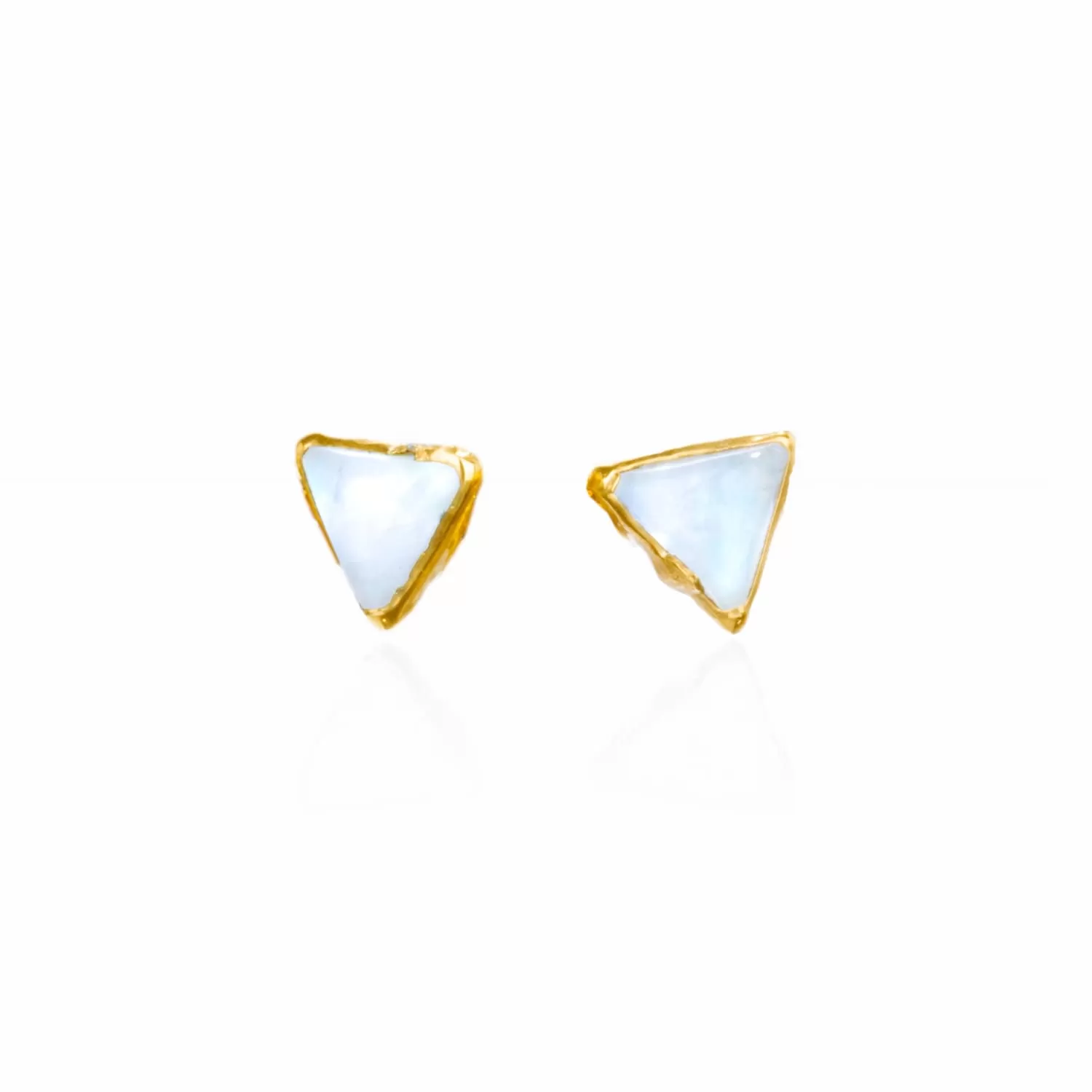 Triangle Moonstone Earrings, Gold Earrings, Moonstone