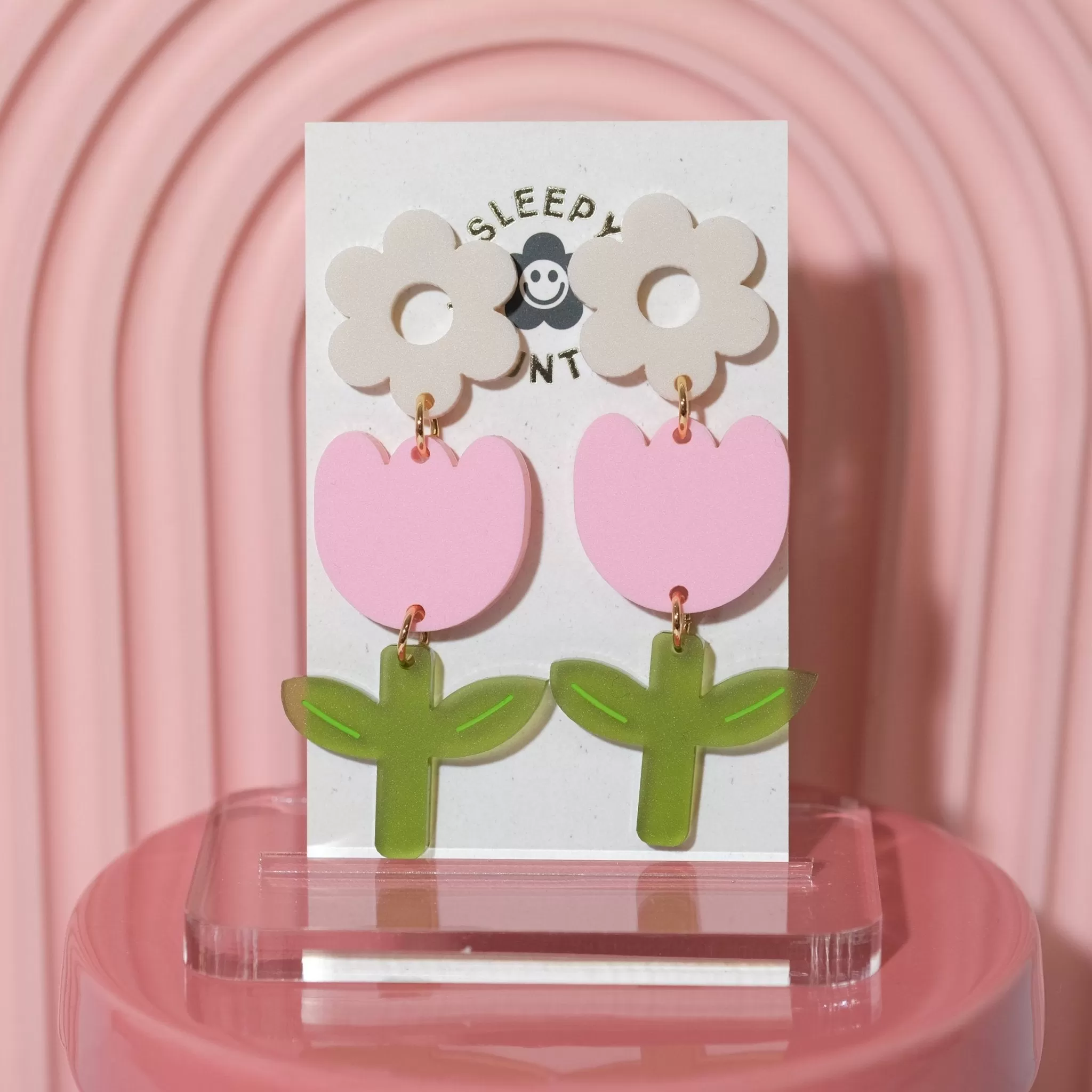 Tulip Dangle Earrings - Pink