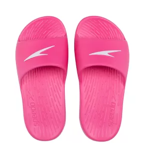 Unisex Junior's Single Colour Slides - Electric Pink & White