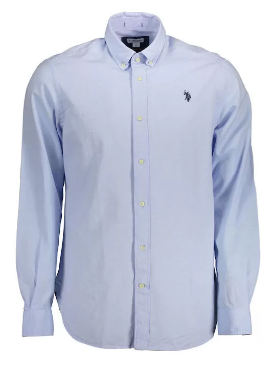 US Polo Assn. Long sleeve men's shirt with buttons at the neck 6409152573 130 sky