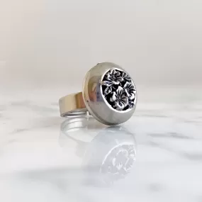 VERMONT vintage silver flower cocktail ring