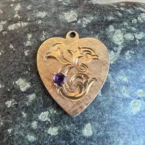 Vintage Amethyst Heart Charm