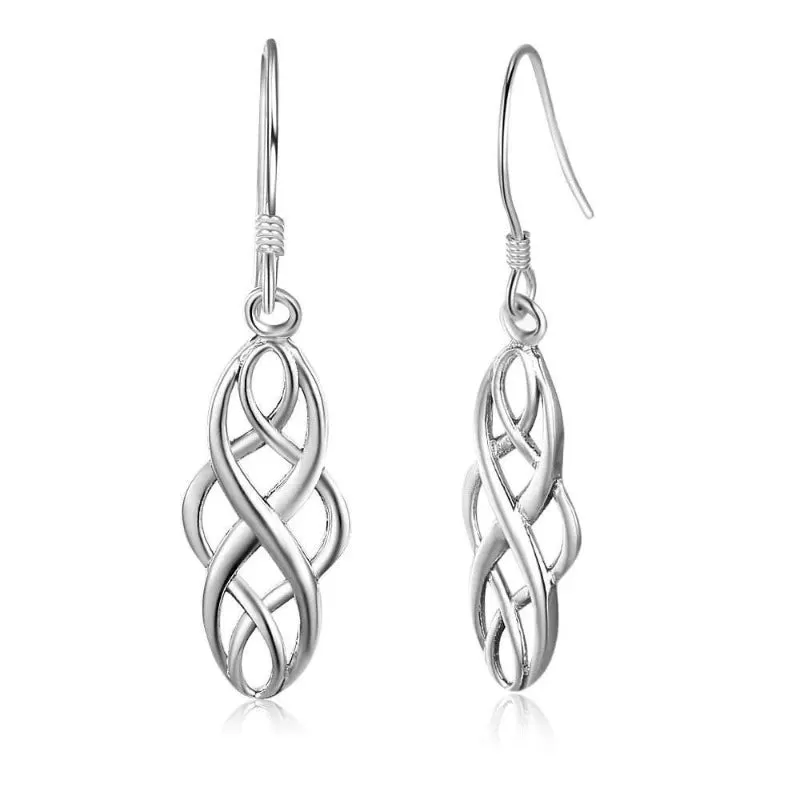 Vintage Hollow Pattern Silver Color Drop Earrings