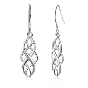 Vintage Hollow Pattern Silver Color Drop Earrings