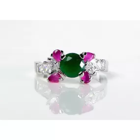 Vintage Purple Emerald Zircon Studded Ring (925 Sterling Silver)