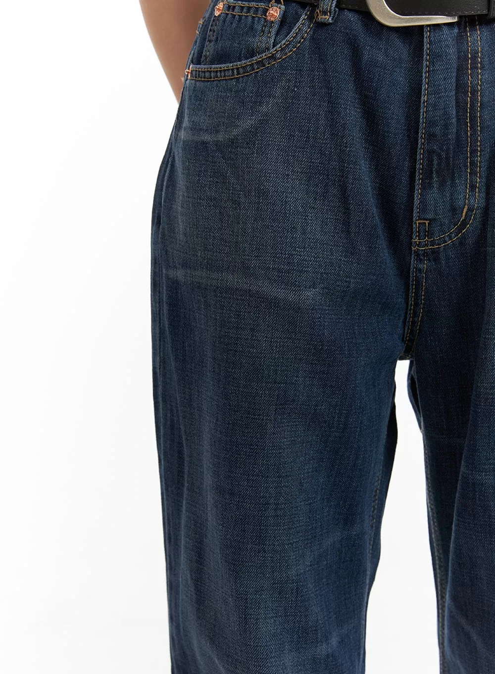 Washed Straight Jeans CA408