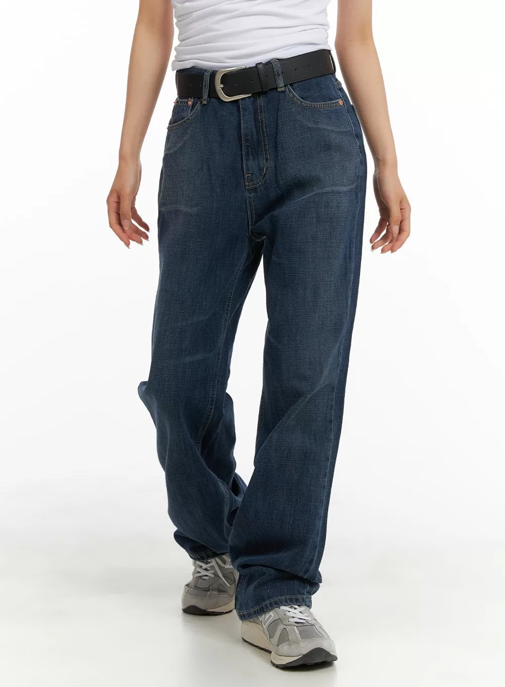 Washed Straight Jeans CA408