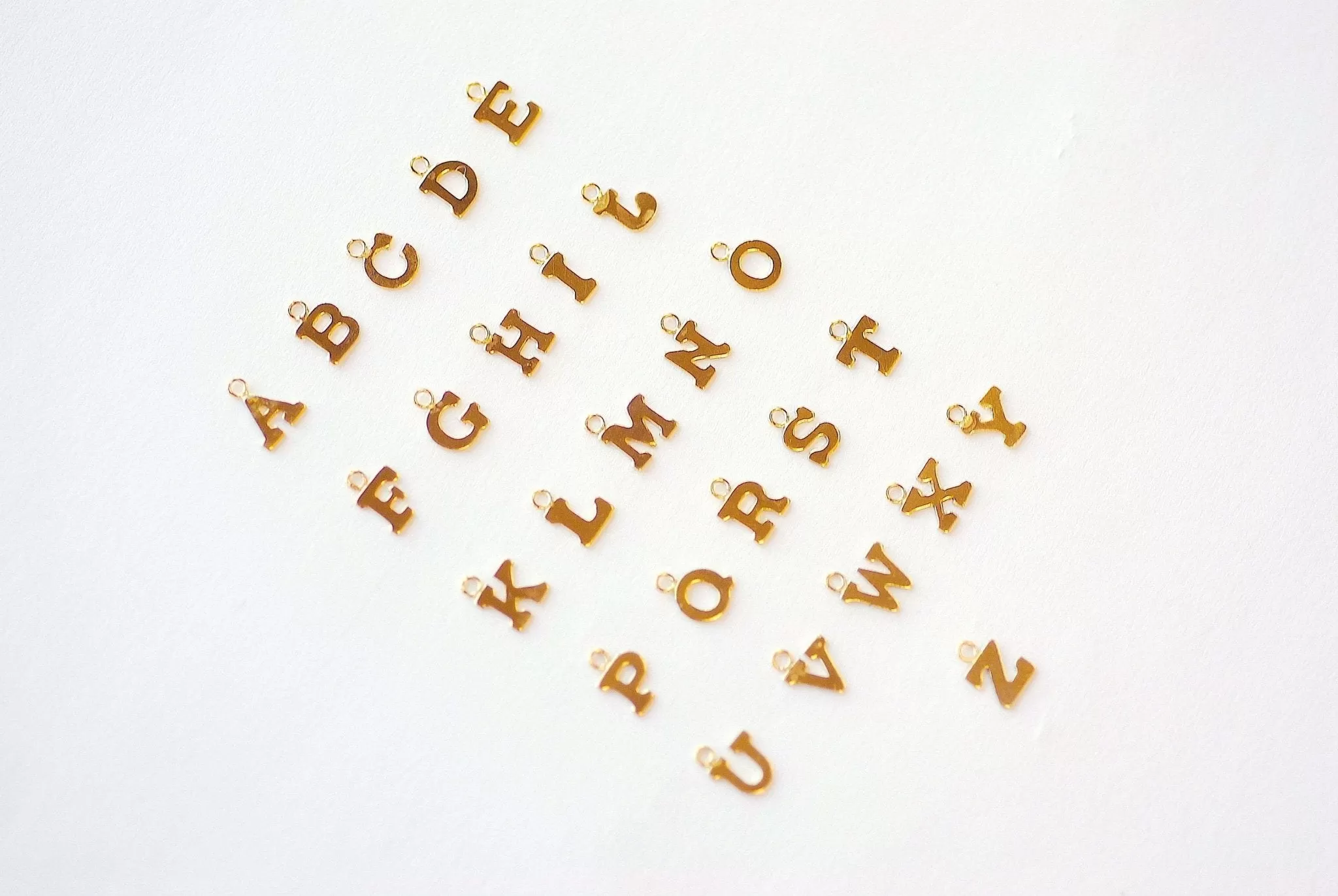 Wholesale 14k Gold Filled Initial Block Letter Charm Drop A - Z Alphabet Letter Drop Charm Pendant Personalized Charm GOLD ALPHABET, 438