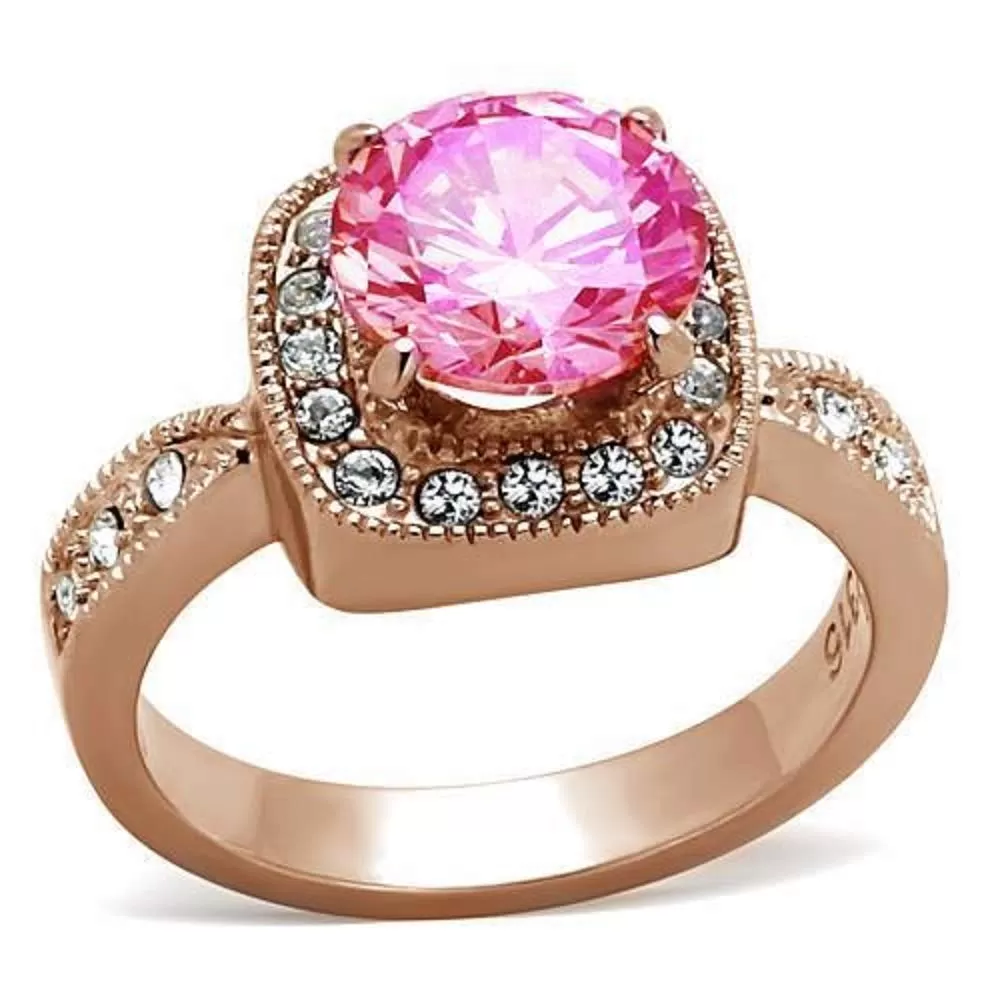 WildKlass Brass Ring IP Rose Gold Women AAA Grade CZ Light Rose