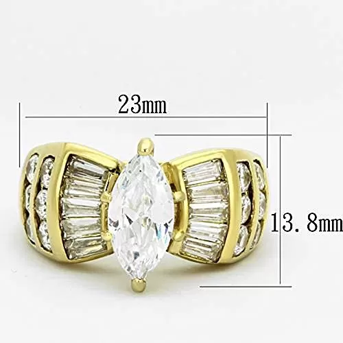 WildKlass Stainless Steel Engagement Ring IP Gold Women AAA Grade CZ Clear