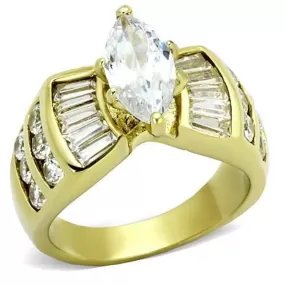 WildKlass Stainless Steel Engagement Ring IP Gold Women AAA Grade CZ Clear