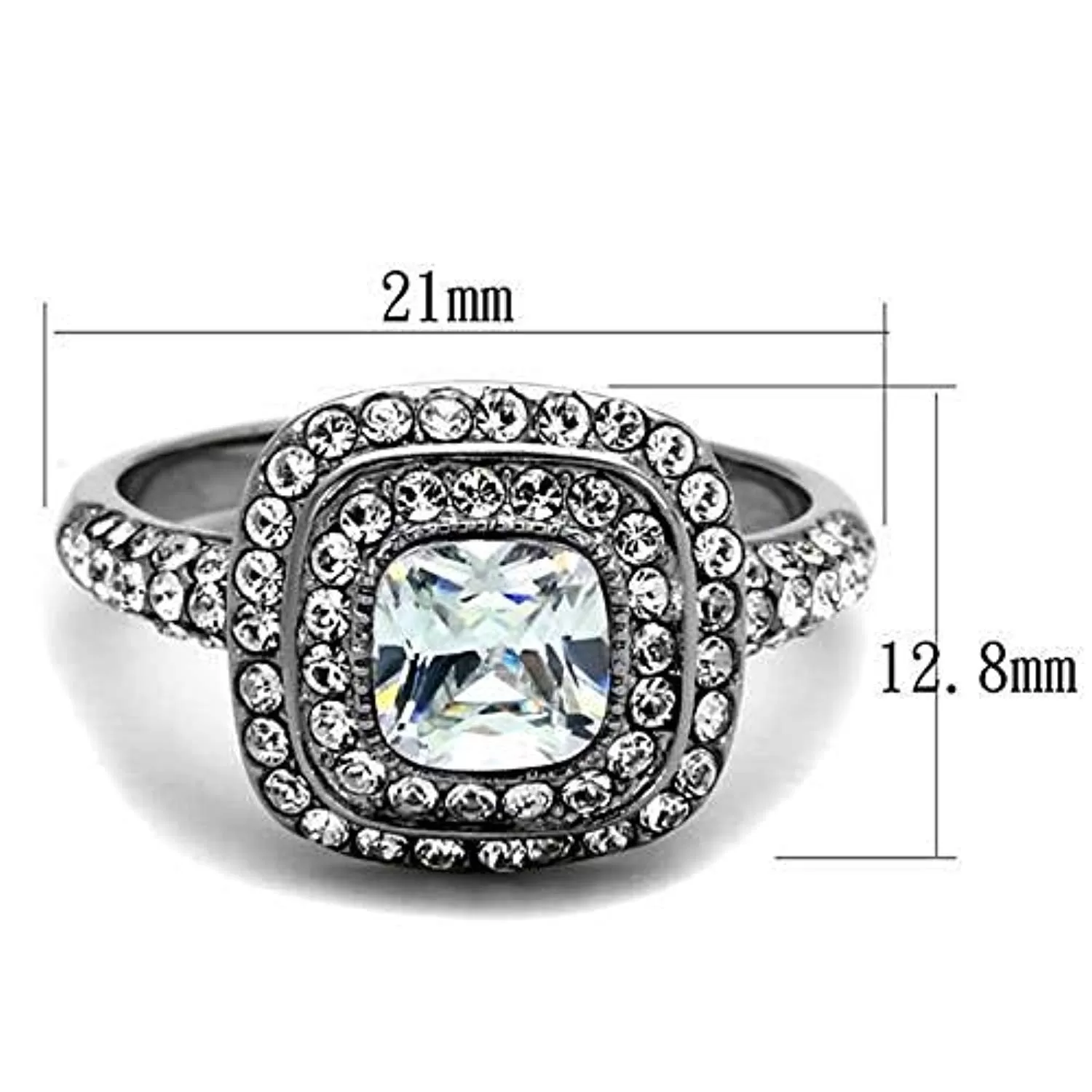 WildKlass Stainless Steel Ring High Polished (no Plating) Women AAA Grade CZ Clear