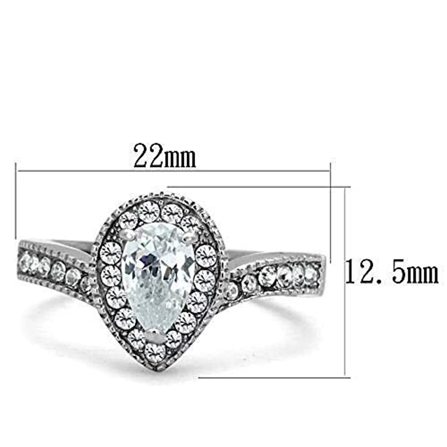 WildKlass Stainless Steel Ring High Polished (no Plating) Women AAA Grade CZ Clear