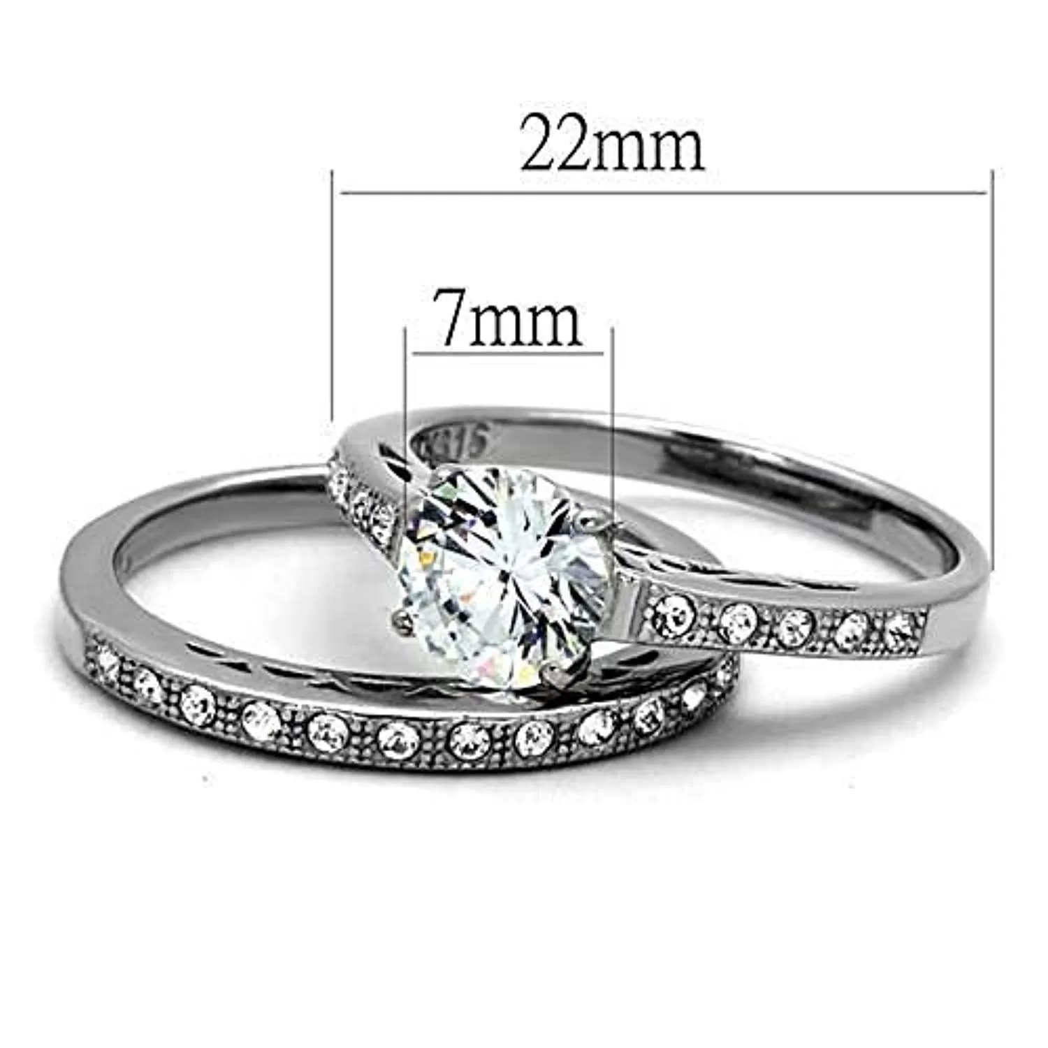 WildKlass Stainless Steel Ring High Polished Women AAA Grade CZ Clear