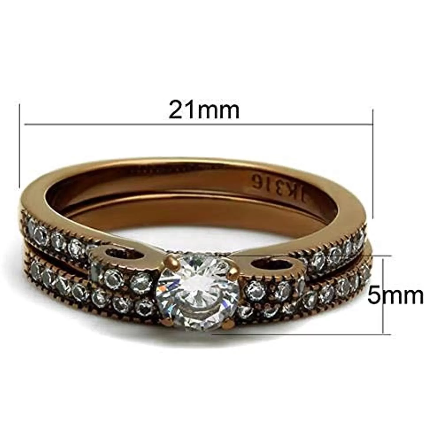 WildKlass Stainless Steel Ring IP Coffee Light Women AAA Grade CZ Clear