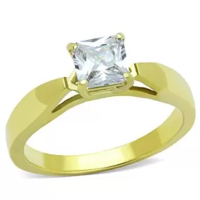 WildKlass Stainless Steel Ring IP Gold Women AAA Grade CZ Clear