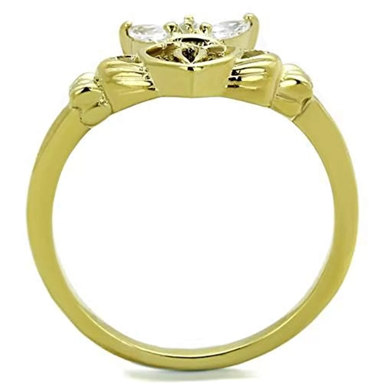 WildKlass Stainless Steel Ring IP Gold Women AAA Grade CZ Clear