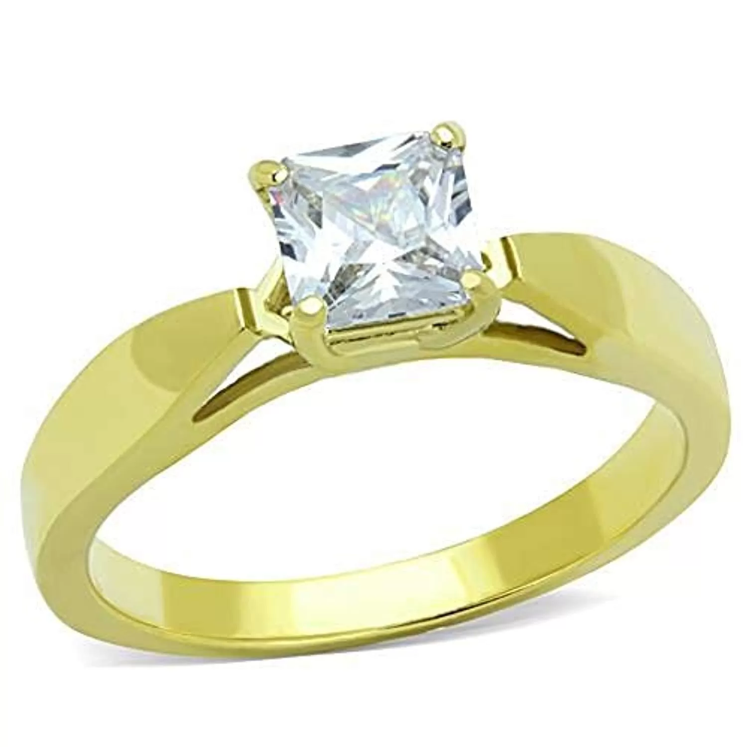 WildKlass Stainless Steel Ring IP Gold Women AAA Grade CZ Clear