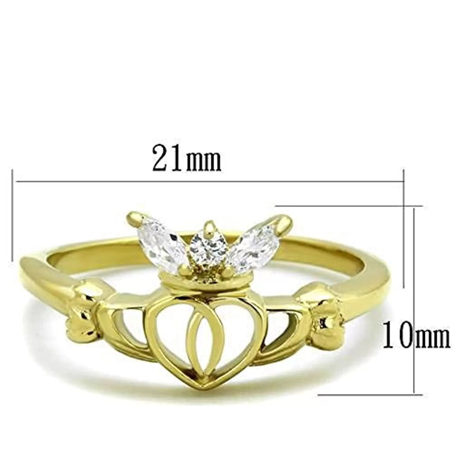 WildKlass Stainless Steel Ring IP Gold Women AAA Grade CZ Clear