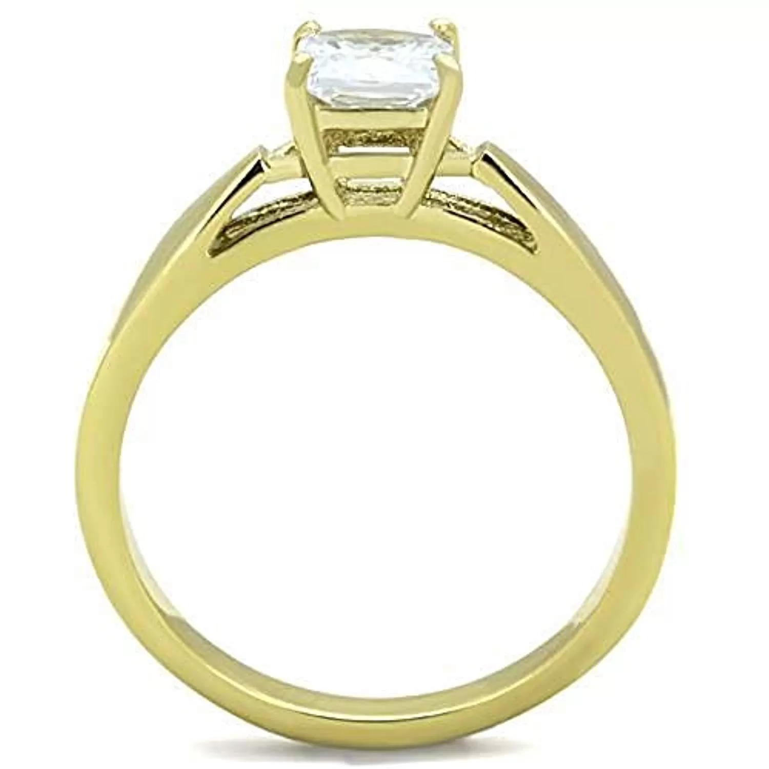 WildKlass Stainless Steel Ring IP Gold Women AAA Grade CZ Clear