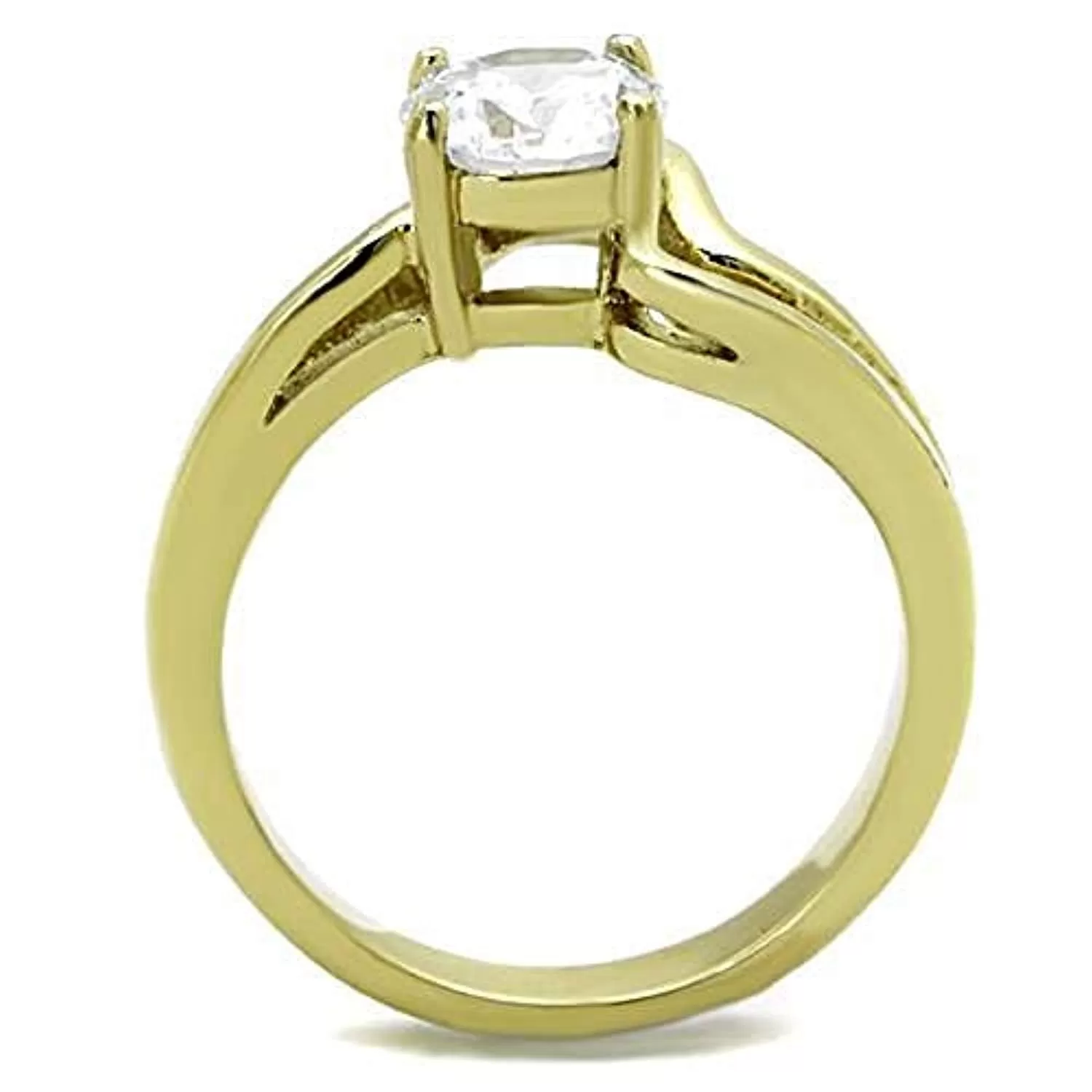 WildKlass Stainless Steel Ring Two-Tone IP Gold Women AAA Grade CZ Clear