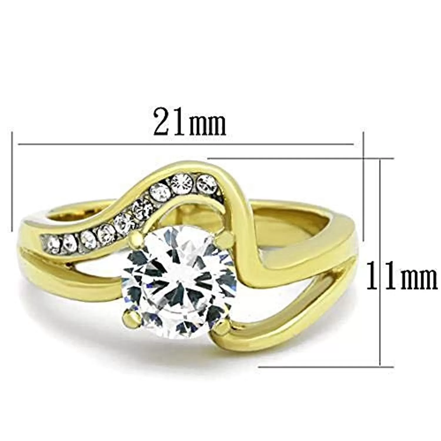 WildKlass Stainless Steel Ring Two-Tone IP Gold Women AAA Grade CZ Clear